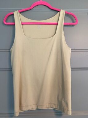 French Laundry Cream Scoop Neck Tank Top